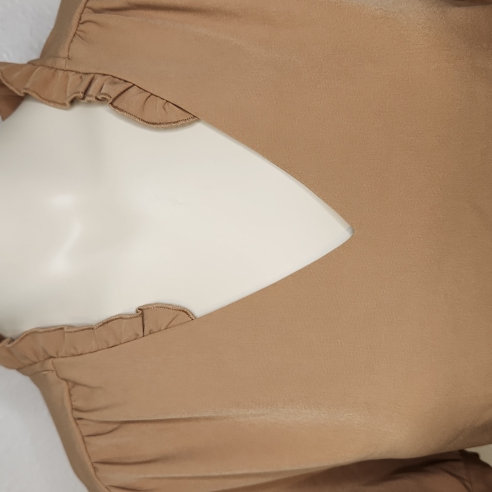 Tan Ruffle Hem Dress - Picture 3 of 6
